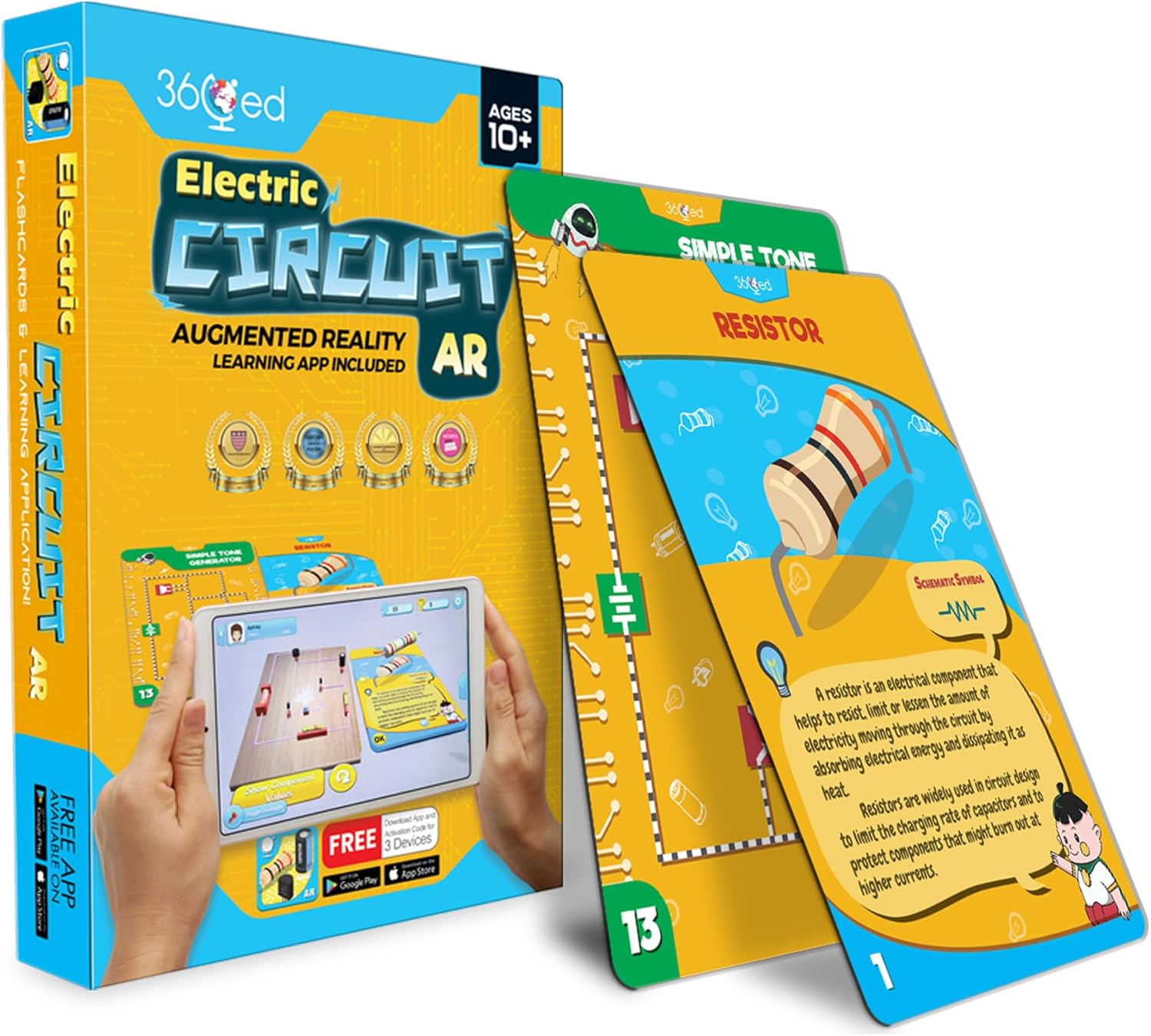 Electric Circuit Ar Learning Kit - Interactive Augmented Reality Flashcards for Kids 10+, Educational Electronics Game, STEM Toys for Children