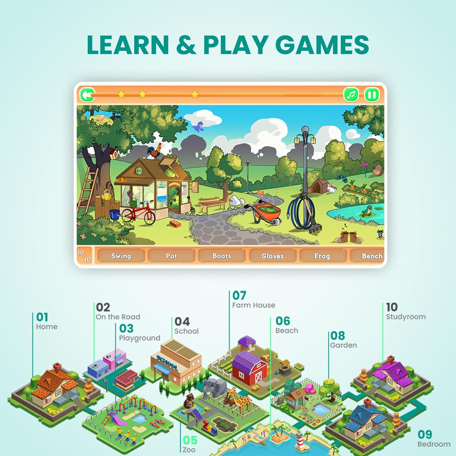 Vocabulary Builder AR Flashcards: Interactive 4D Augmented Reality Learning Game for Ages 4 and Up, Educational Toys for Kids