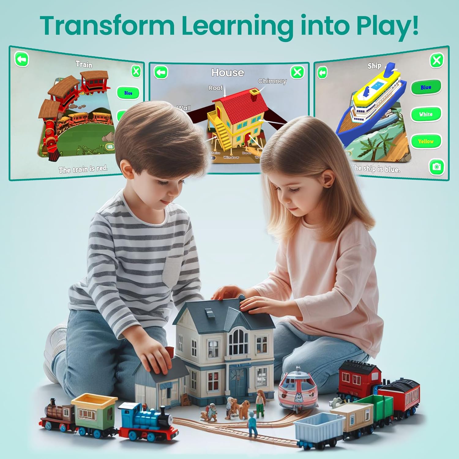 Vocabulary Builder AR Flashcards: Interactive 4D Augmented Reality Learning Game for Ages 4 and Up, Educational Toys for Kids